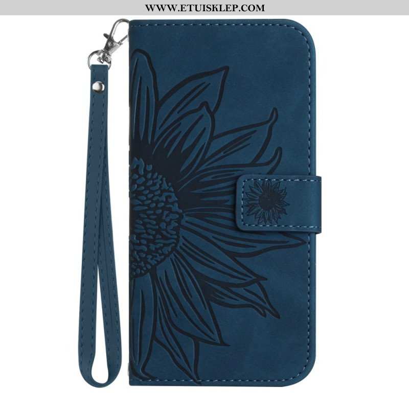 Etui Folio do Poco M4 5G Słonecznik Z Smyczą